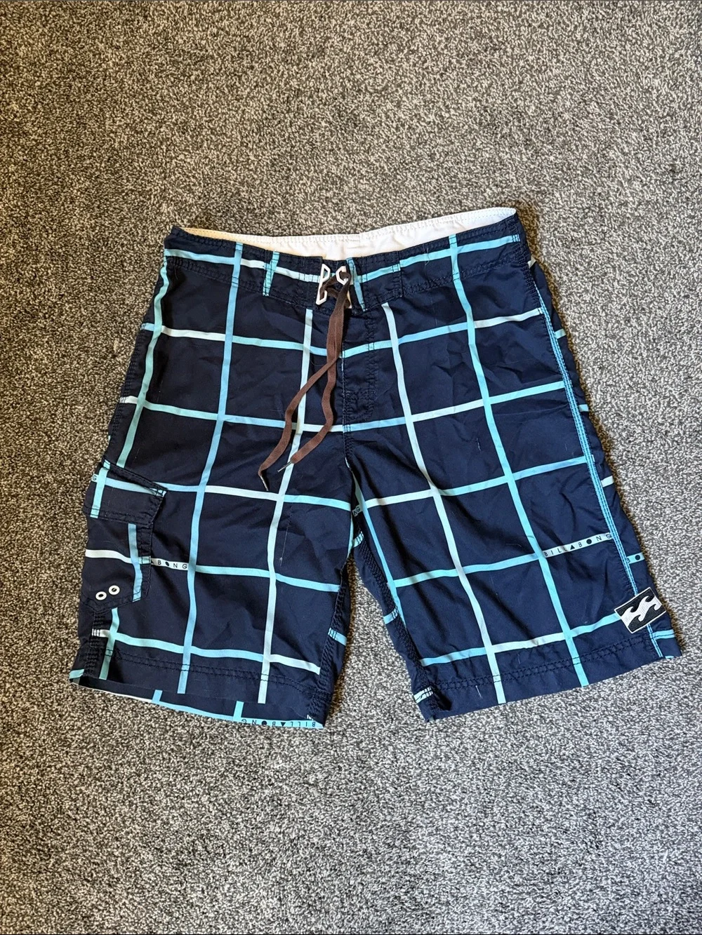 Billabong Navy & Aqua Grid Swim Board Shorts